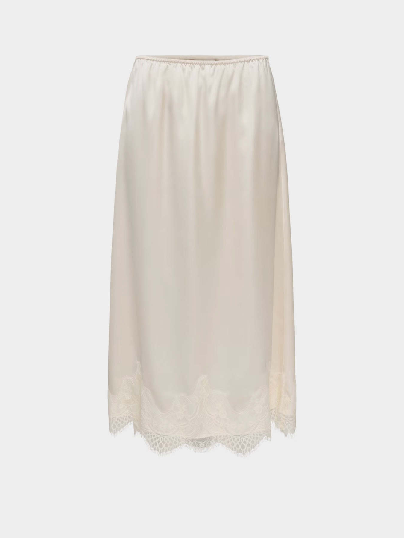 Юбки Only BELLA SATIN LACE SKIRT модель 15380523_Cloud Dancer Фото