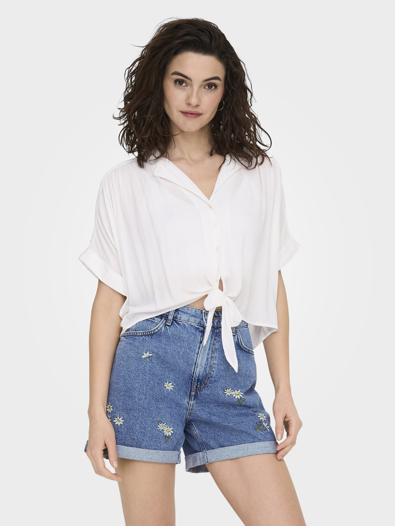 Рубашки Only PAULA LIFE S/S TIE SHIRT модель 15281497_White Фото