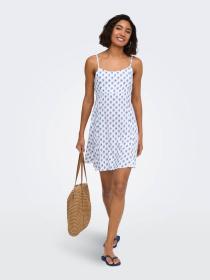 Платья Only LIANA LIFE STRAP SHORT DRESS модель 15375233_Cloud Dancer BLUE DITSY Фото