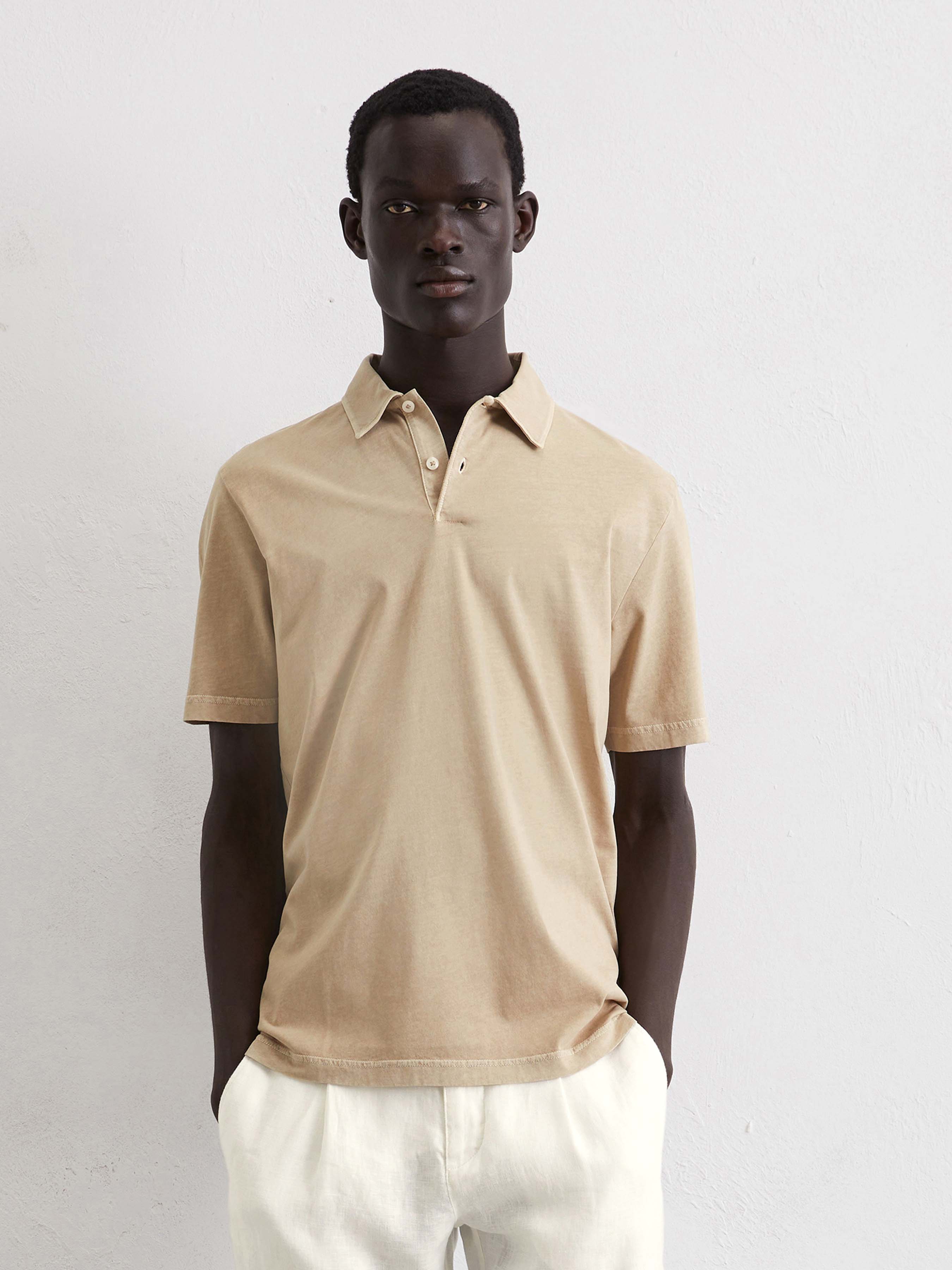 Бавовняне Чоловіче Поло Marc O’Polo  (PE5899) колір бежевий