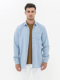 Сорочка повсякденна Piazza Italia модель 07469_dark denim Сорочка повсякденна Piazza Italia модель 07469_dark denim Фото