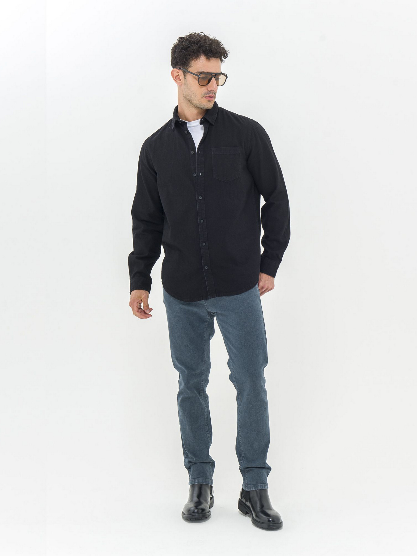 Рубашка Piazza Italia модель 07469_black Фото