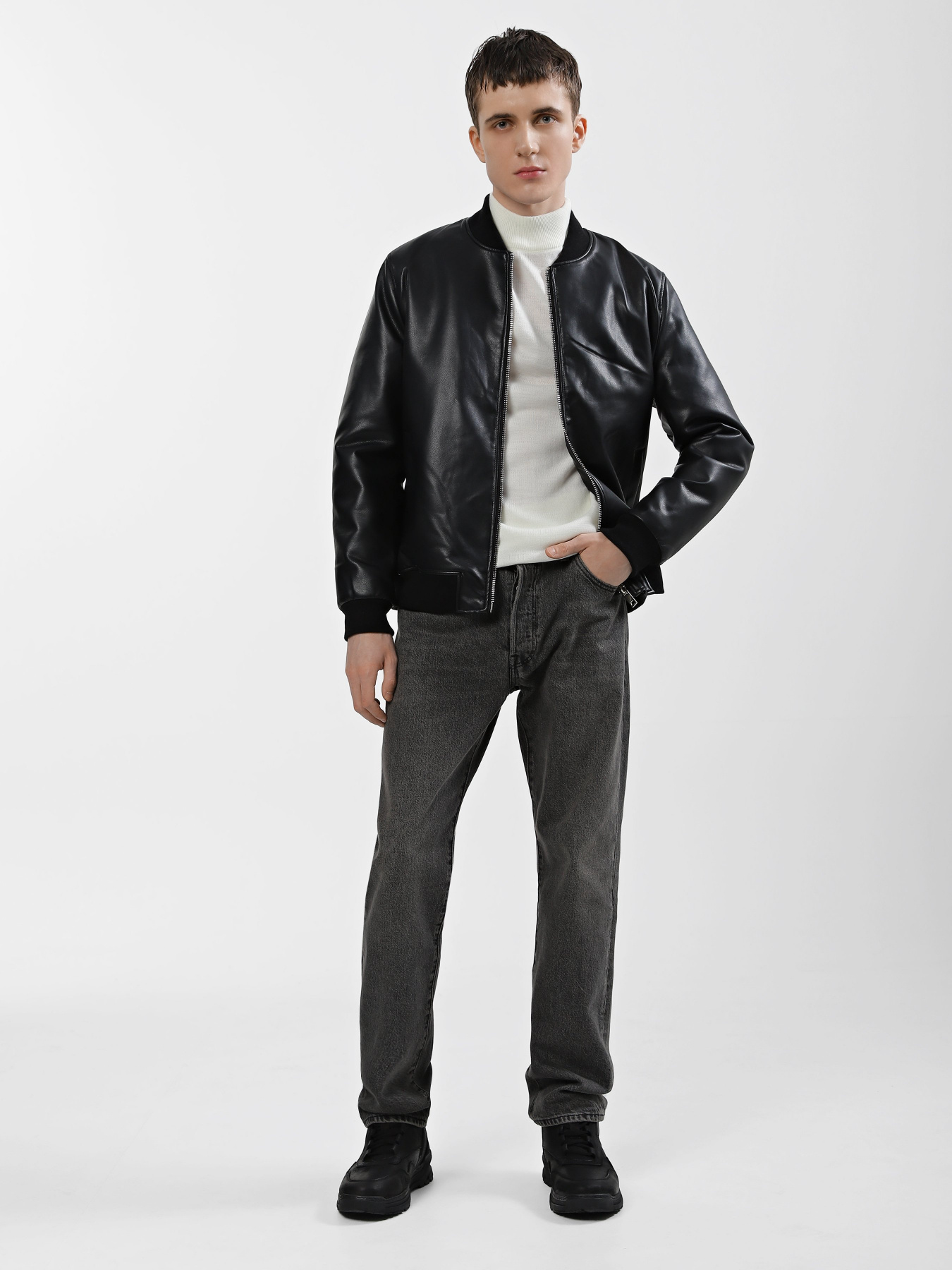 Куртка кожаная Piazza Italia модель 08422_black Фото