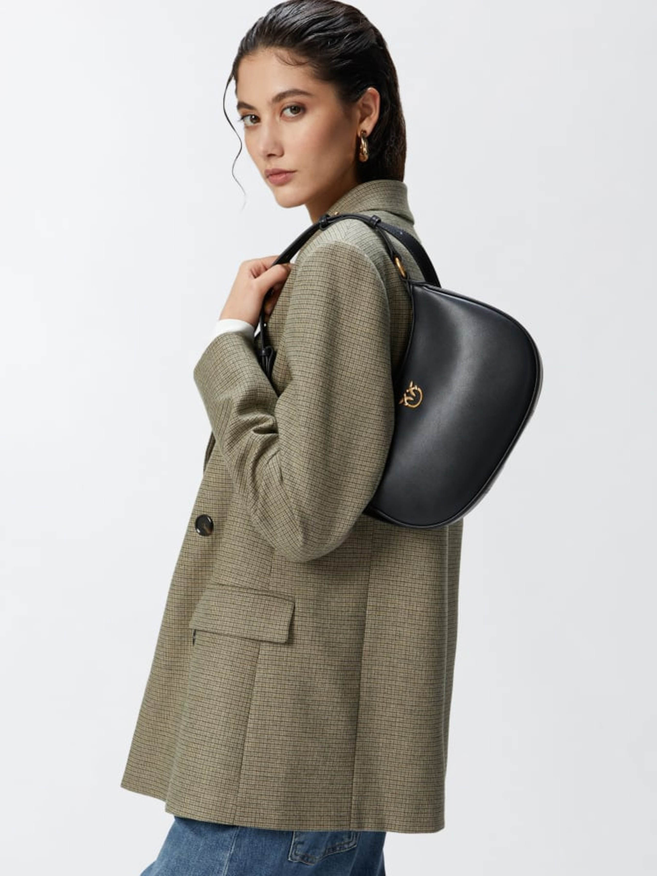 Хобо PINKO Half Moon Mini Fl Vitello Seta модель 102790-A0F1 Z99Q Фото