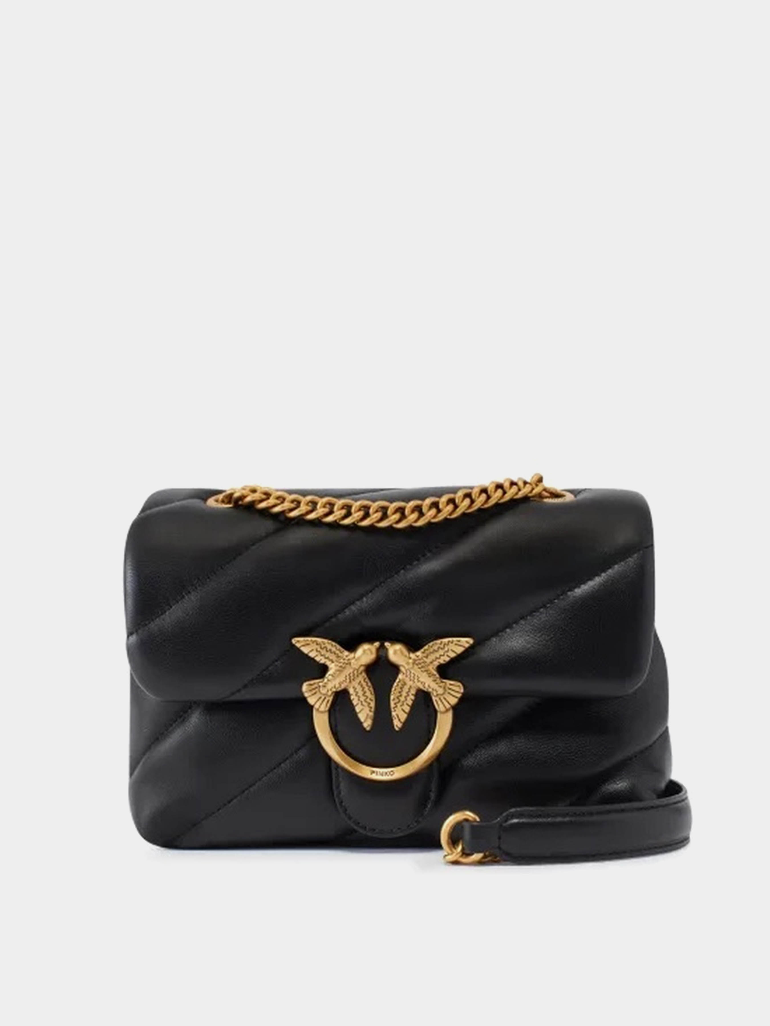 PINKO Love Puff Mini Cl Sheep Nappa Крос-боді (PIN4) Жіноче, колір - Чорний, матеріал - Шкіра