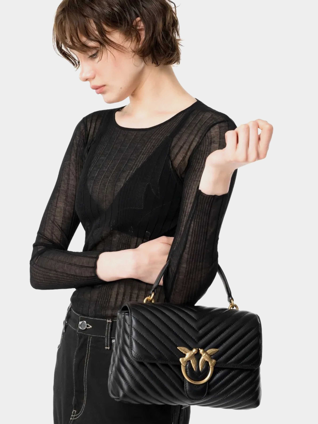 Сумка PINKO Love Lady Puff Classic Cl  Sheep Nappa Chevron модель 100043-A0GK Z99Q Фото