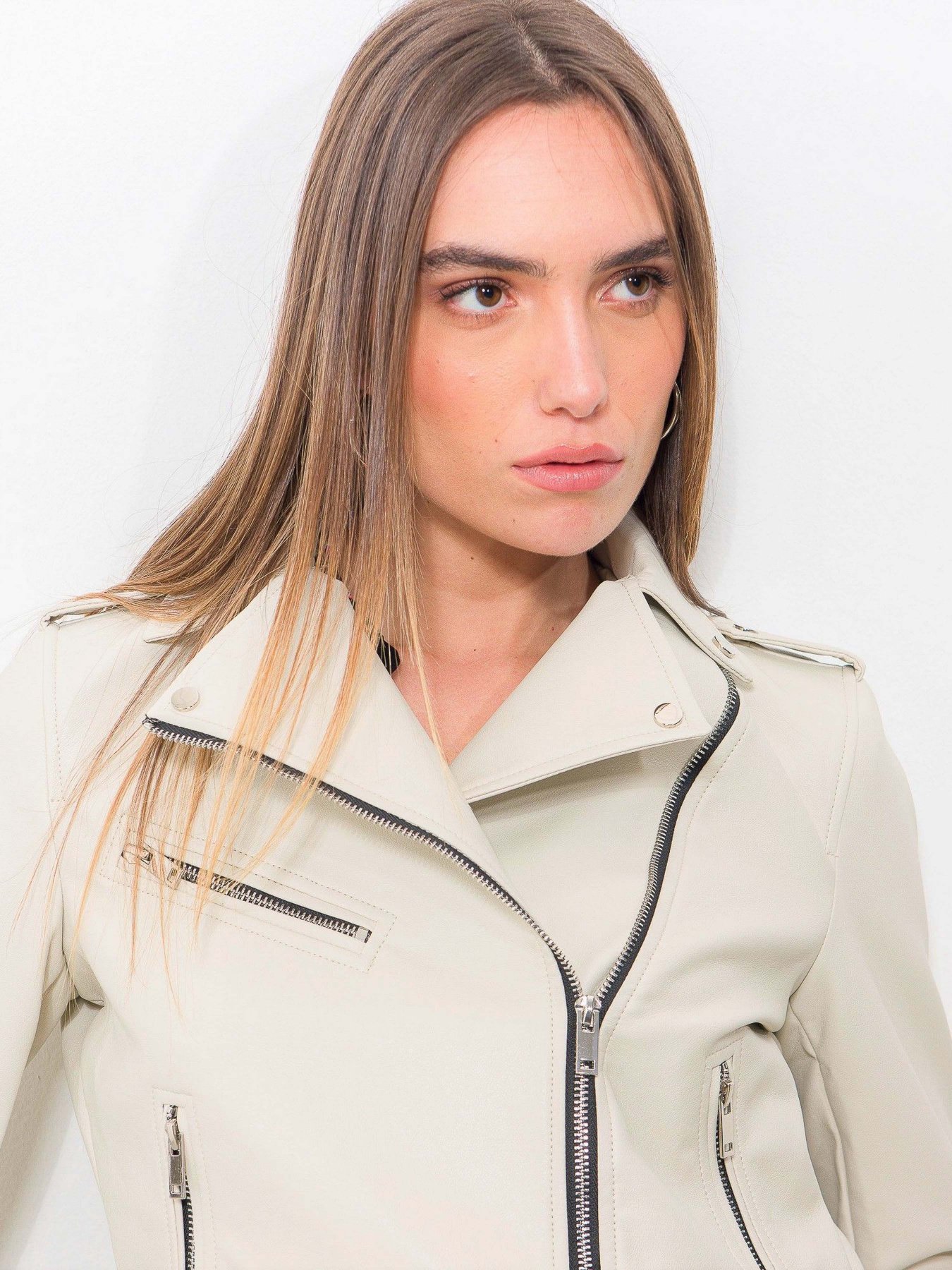 Куртка кожаная Piazza Italia модель 06371_ivory Фото