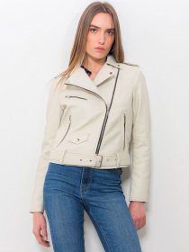 Куртка кожаная Piazza Italia модель 06371_ivory Фото