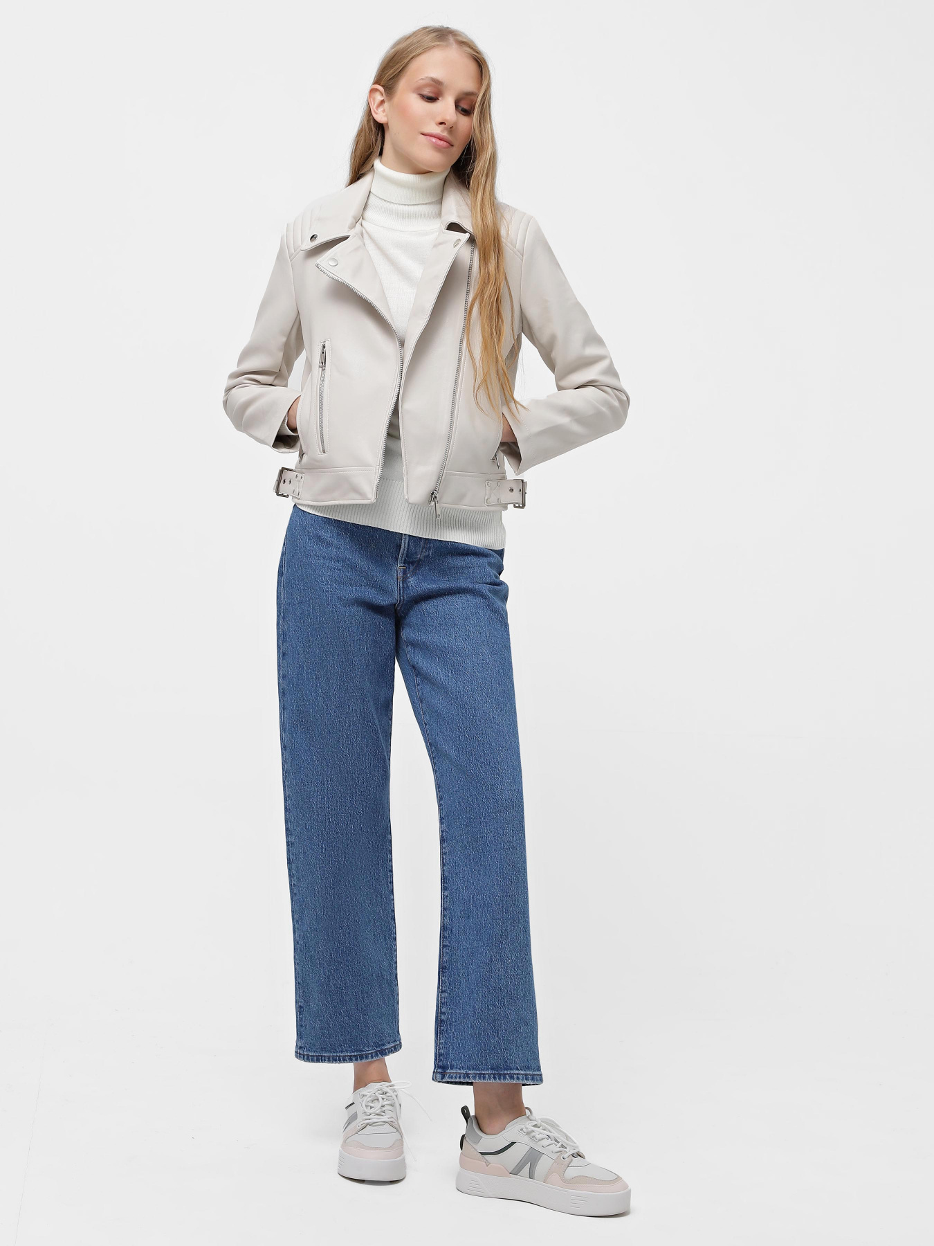 Шкіряна куртка Piazza Italia модель 07312_gypsum Фото