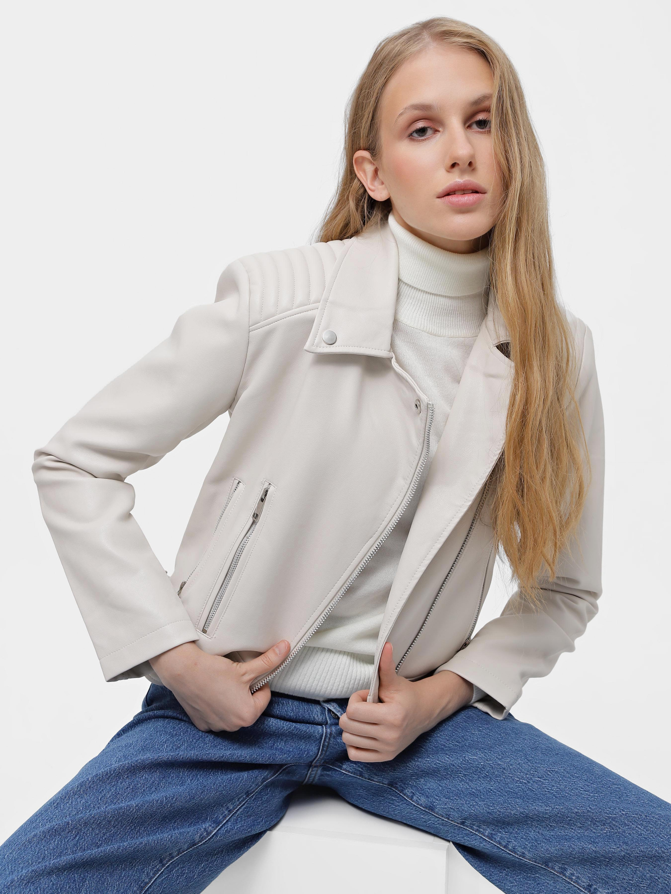 Шкіряна куртка Piazza Italia модель 07312_gypsum Фото