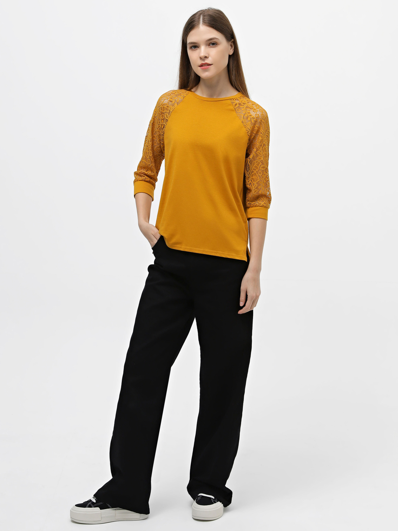 Лонгслив Piazza Italia модель 07344_mustard Фото