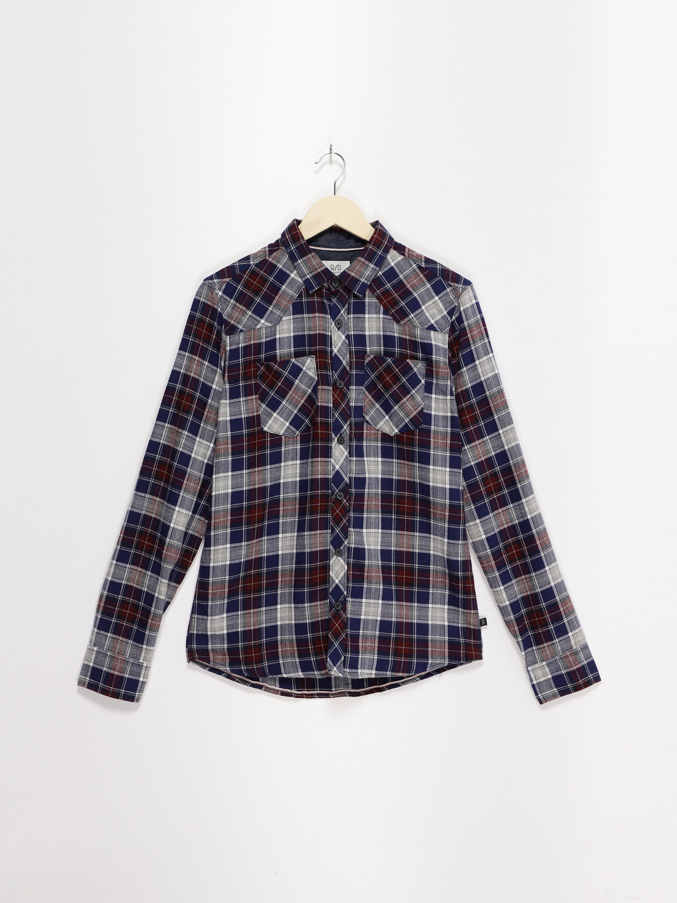 Рубашка повседневная Q/S модель 40810218102_синій комб. Рубашка повседневная Q/S модель 40810218102_синій комб. Фото