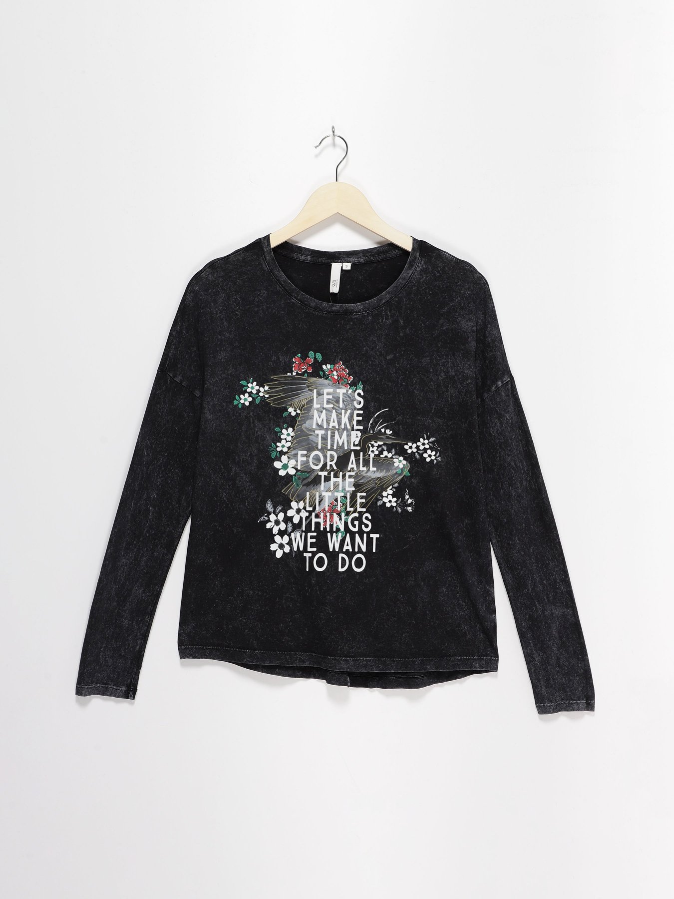 Лонгслів Q/S модель 41710312741_чорний комб. Фото