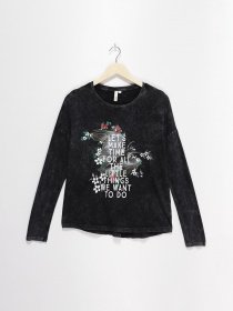 Лонгслив Q/S модель 41710312741_чорний комб. Лонгслив Q/S модель 41710312741_чорний комб. Фото