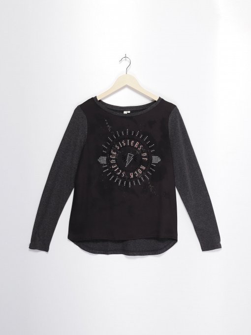 Лонгслив Q/S модель 41711312918_т.сірий комб. Фото