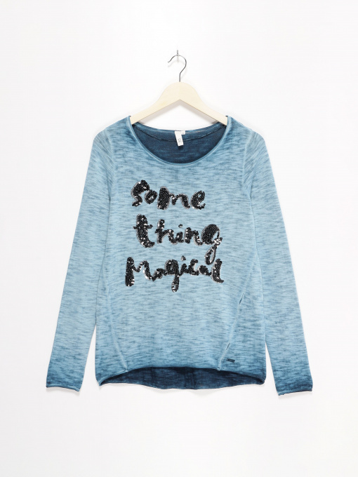 Лонгслив Q/S модель 41801612443_синій комб. Фото