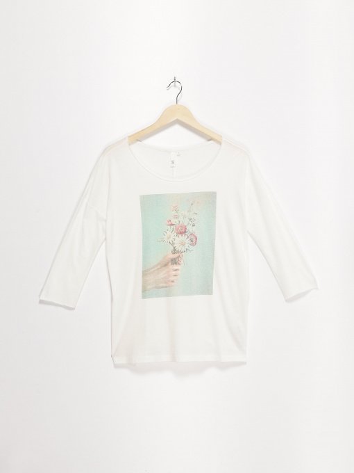 Лонгслив Q/S модель 41809394516_білий комб. Фото