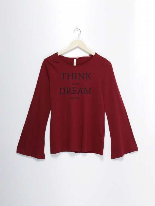 Лонгслив Q/S модель 42708312797_бордовий з чорним Фото