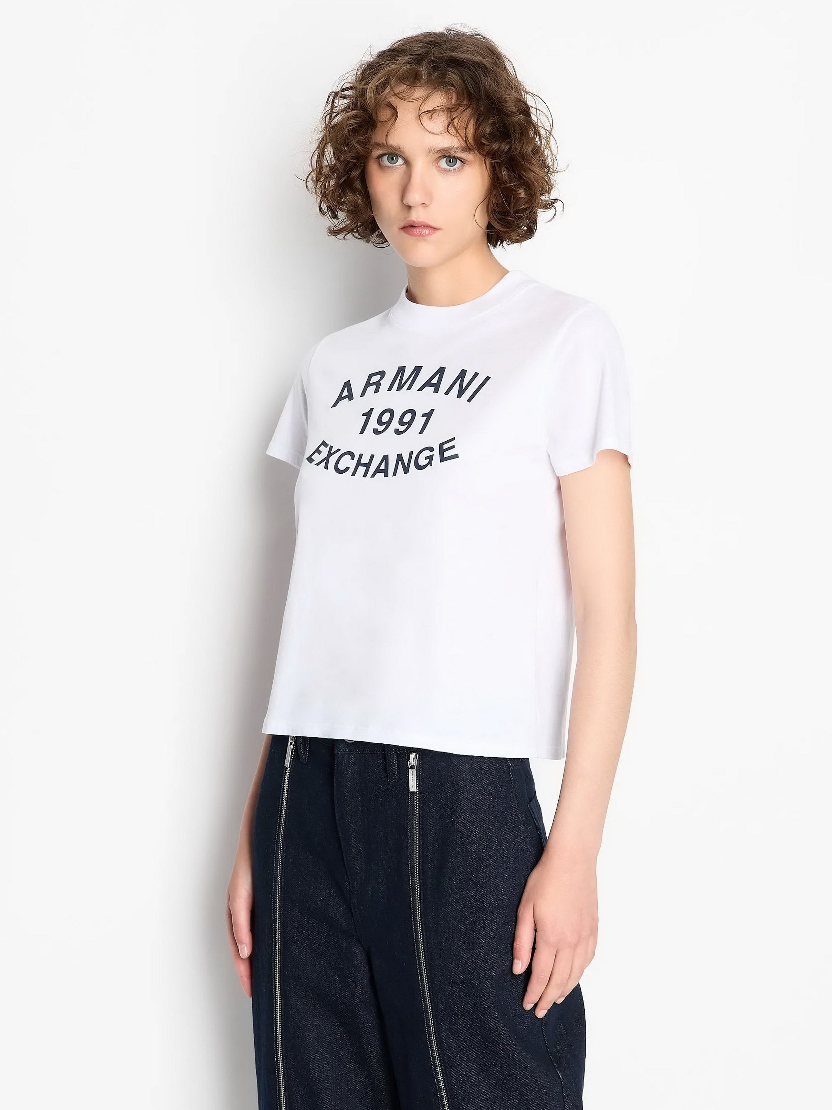 Бавовняна Жіноча Футболка Armani Exchange  (QZ3341) колір білий Armani Exchange - купити в Україні