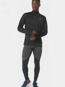 Лонгслів Asics Winter Run 1/2 Zip Mid Layer модель 2011C882-001 Чорний, сірий Фото
