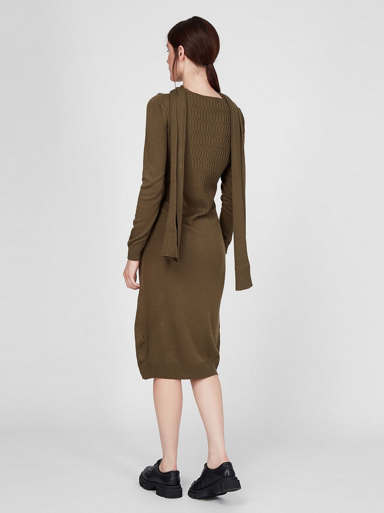 Платье миди Sassofono модель A201-SC-27603, Хакі Фото