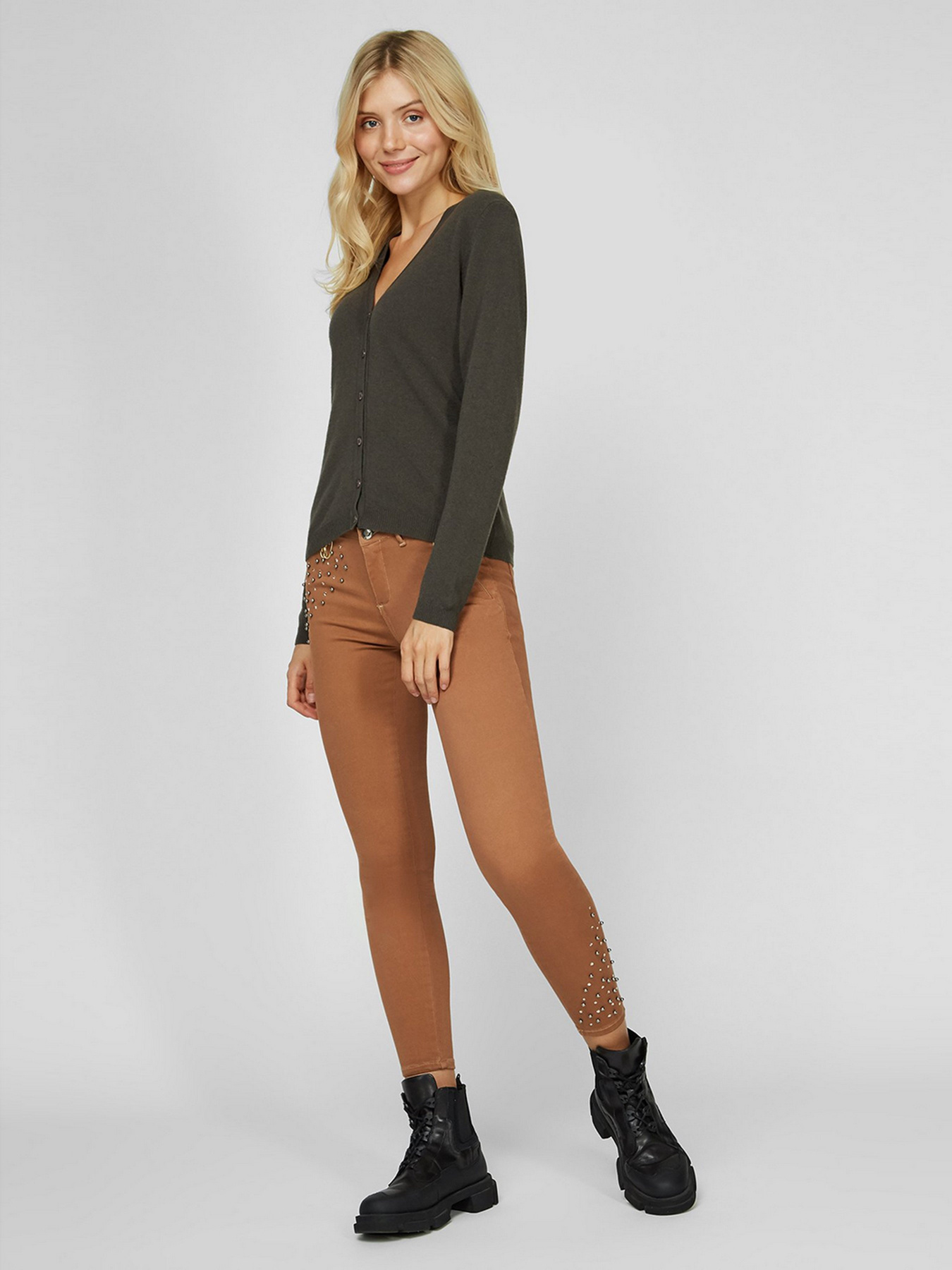 Кардиган Sassofono модель A191-SF-461282, Темно-зелений Фото