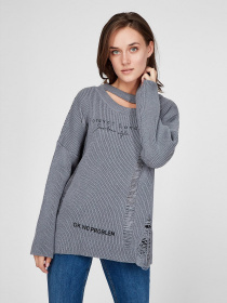 Свитер Sassofono модель A201-SF-407141, Сірий Свитер Sassofono модель A201-SF-407141, Сірий Фото