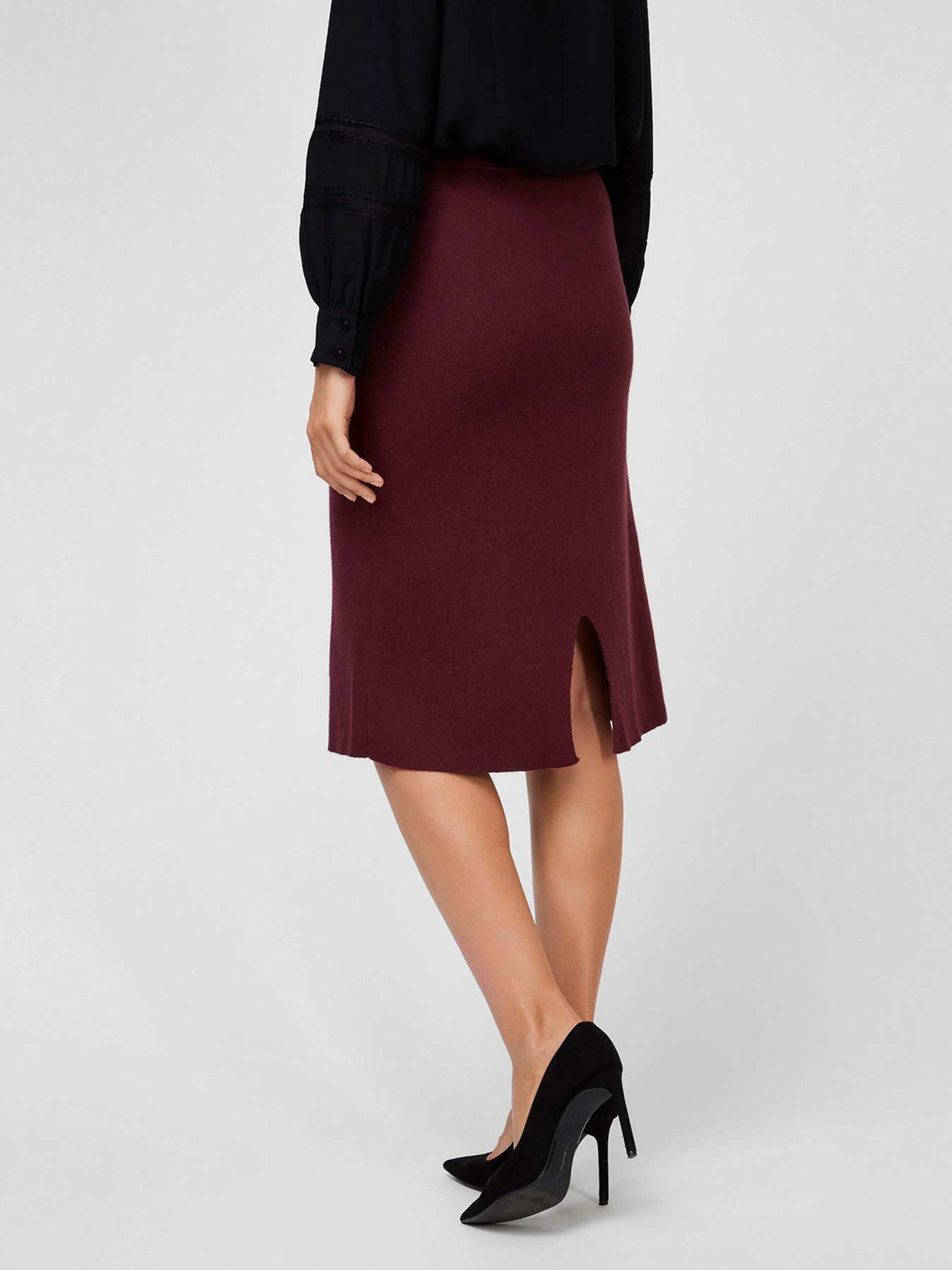 Юбка миди Sassofono модель A201-SF-700081, БОРДОВИЙ Фото