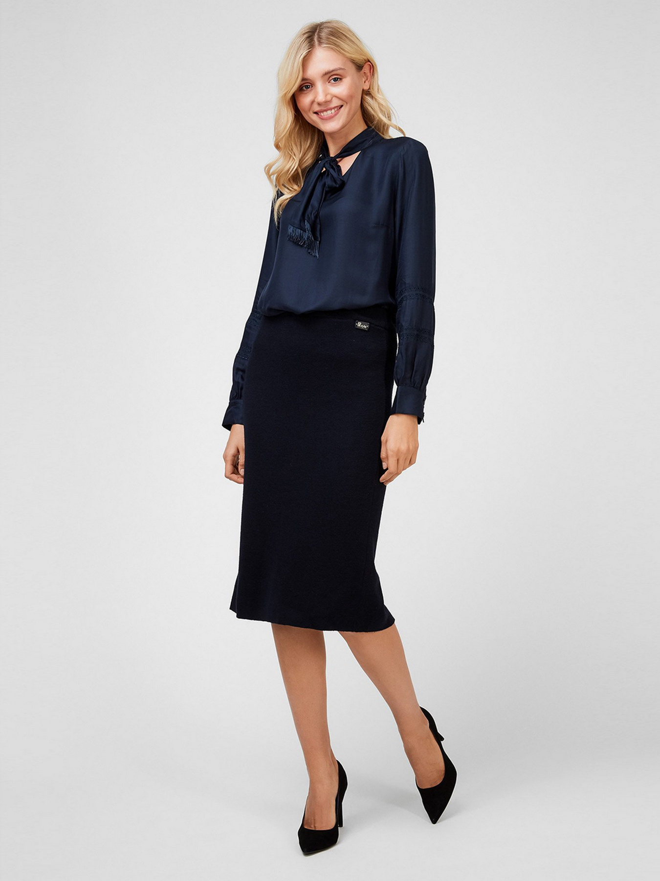 Юбка миди Sassofono модель A201-SF-700081, СИНІЙ Фото