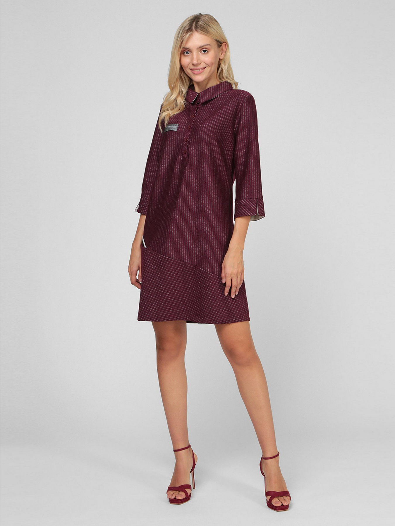 Сукня міні Sassofono модель A201-SC-17043, Бордовий Фото