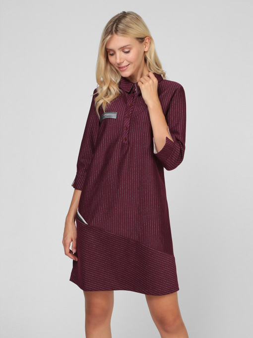 Сукня міні Sassofono модель A201-SC-17043, Бордовий Фото