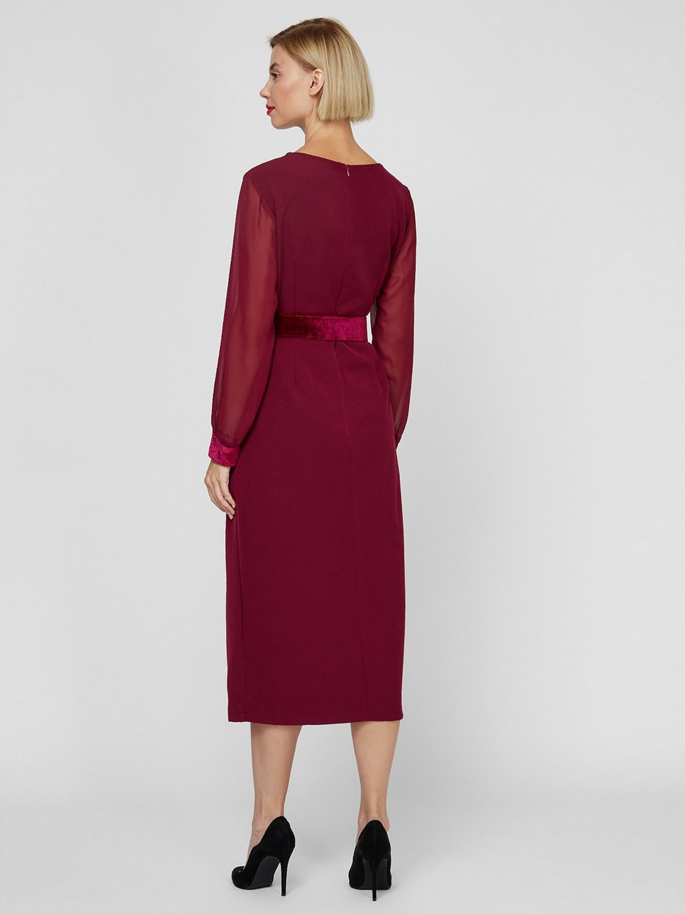 Платье миди Sassofono модель A201-SC-1643, БОРДОВИЙ Фото