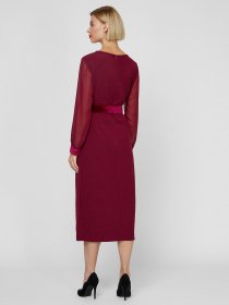 Платье миди Sassofono модель A201-SC-1643, БОРДОВИЙ Фото
