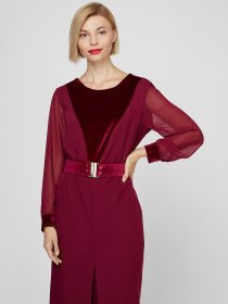 Платье миди Sassofono модель A201-SC-1643, БОРДОВИЙ Фото