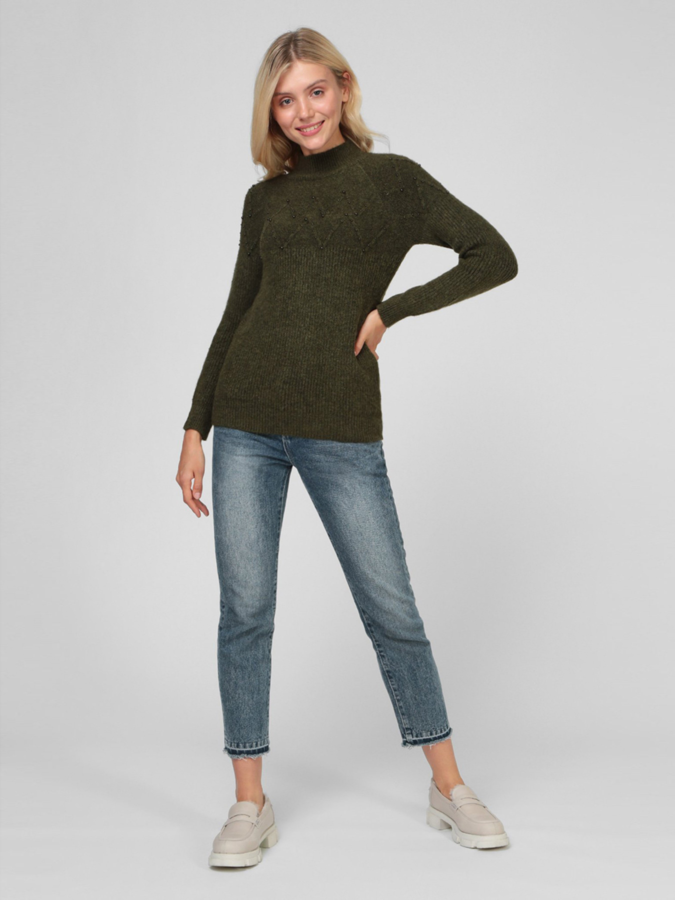 Светр Sassofono модель A201-SC-27650, Хакі Светр Sassofono модель A201-SC-27650, Хакі Фото