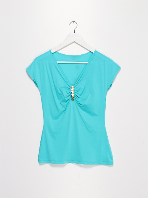 Футболка Sassofono модель A182-SF-619111 БІРЮЗОВИЙ Фото