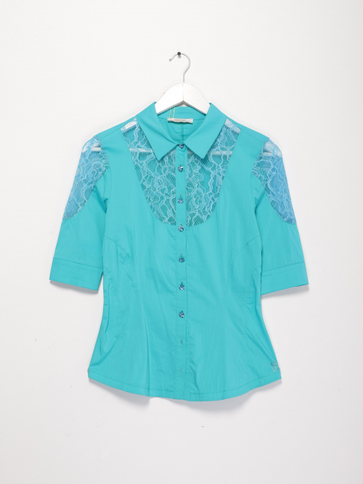 Рубашка повседневная Sassofono модель A182-SF-623151 БІРЮЗОВИЙ Фото