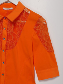 Сорочка повсякденна Sassofono модель A182-SF-623151 ПОМАРАНЧЕВИЙ Фото
