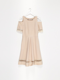 Сукня міді Sassofono модель A192-CL-232171 БЕЖЕВИЙ Фото