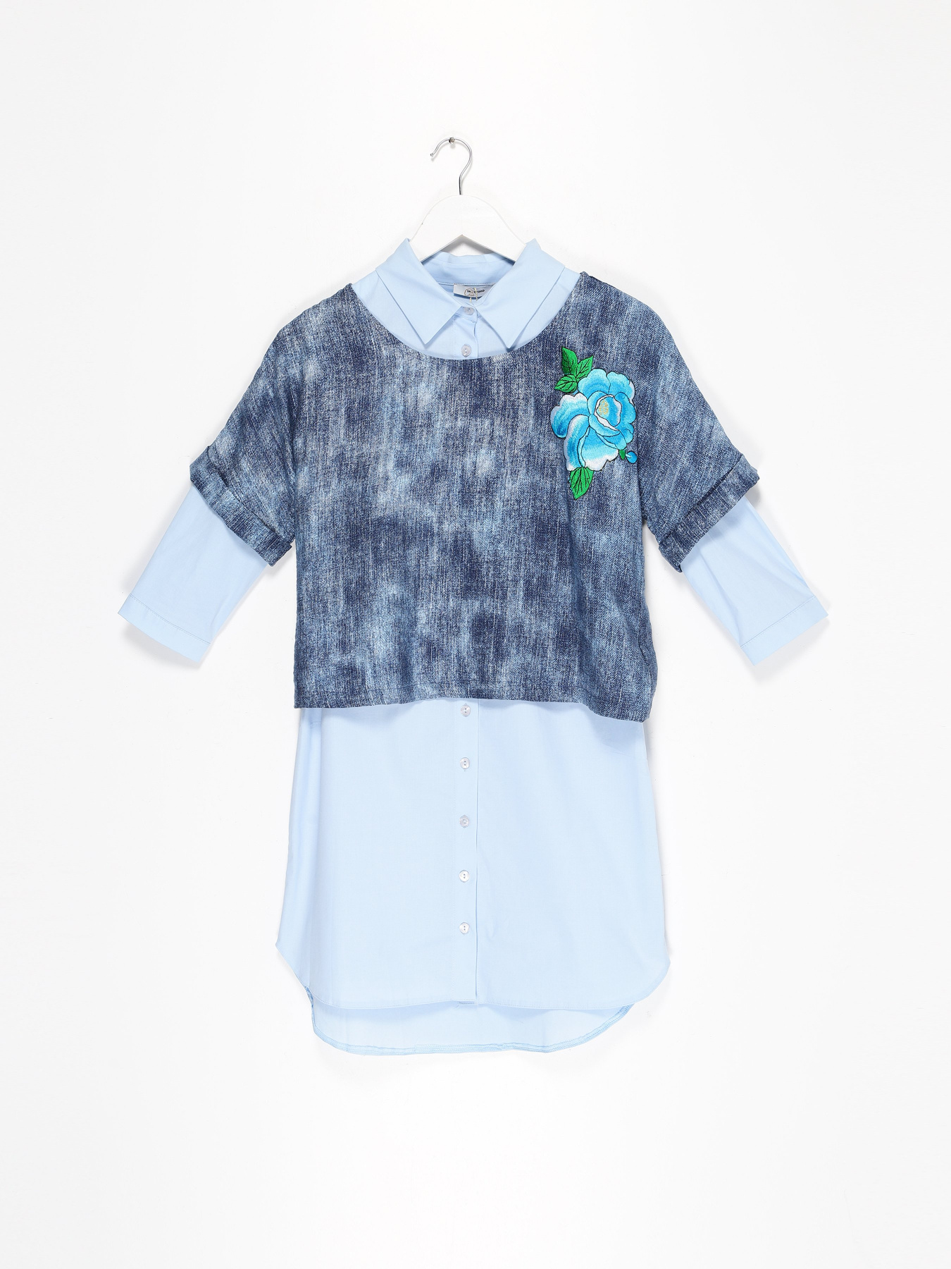 Платье мини Sassofono модель A192-SC-9510 БЛАКИТНИЙ Фото