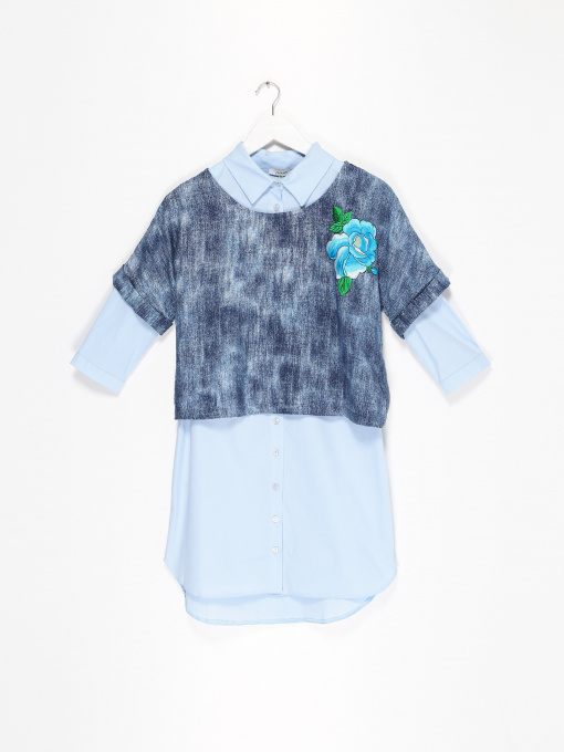 Сукня міні Sassofono модель A192-SC-9510 БЛАКИТНИЙ Фото