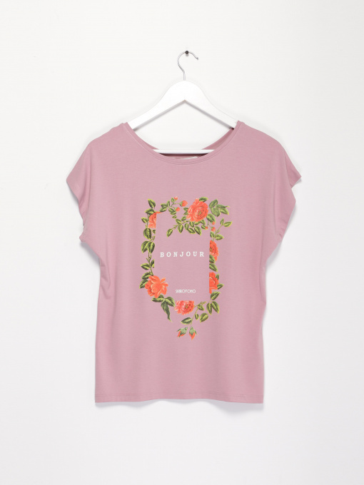 Футболка Sassofono модель A192-SF-302111 ПУДРОВИЙ Фото