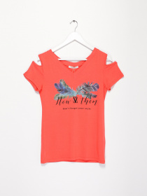 Футболка Sassofono модель A192-SF-304111 КОРАЛОВИЙ Фото