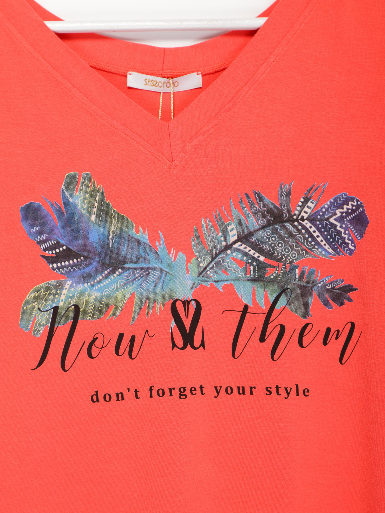 Футболка Sassofono модель A192-SF-304111 КОРАЛОВИЙ Фото