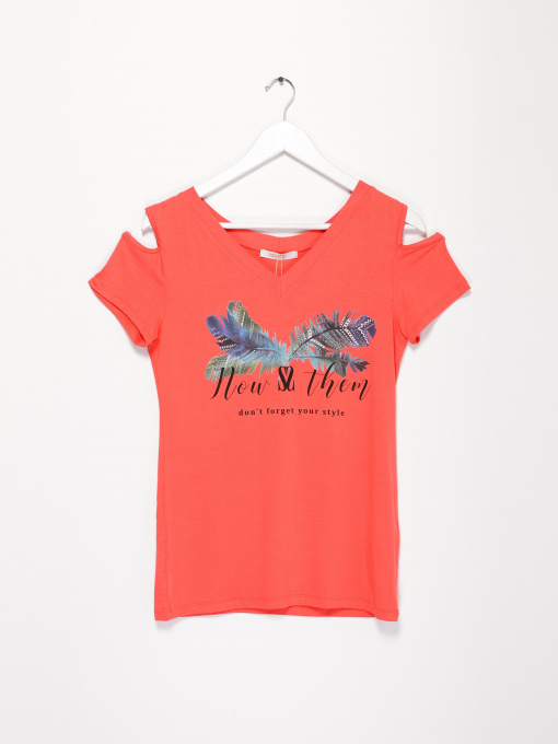 Футболка Sassofono модель A192-SF-304111 КОРАЛОВИЙ Фото