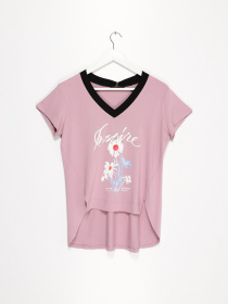 Футболка Sassofono модель A192-SF-306111 ПУДРОВИЙ Фото