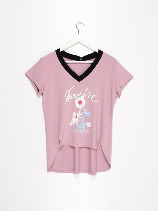 Футболка Sassofono модель A192-SF-306111 ПУДРОВИЙ Фото