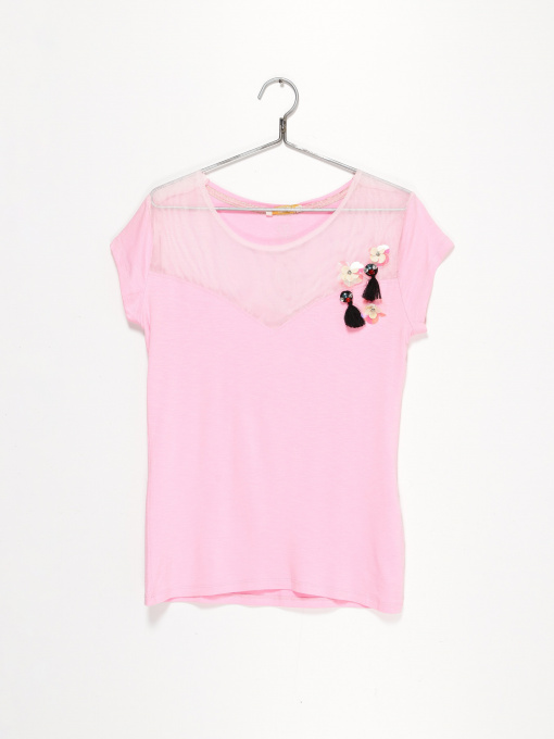 Футболка Sassofono модель A192-SF-311111 РОЖЕВИЙ Фото