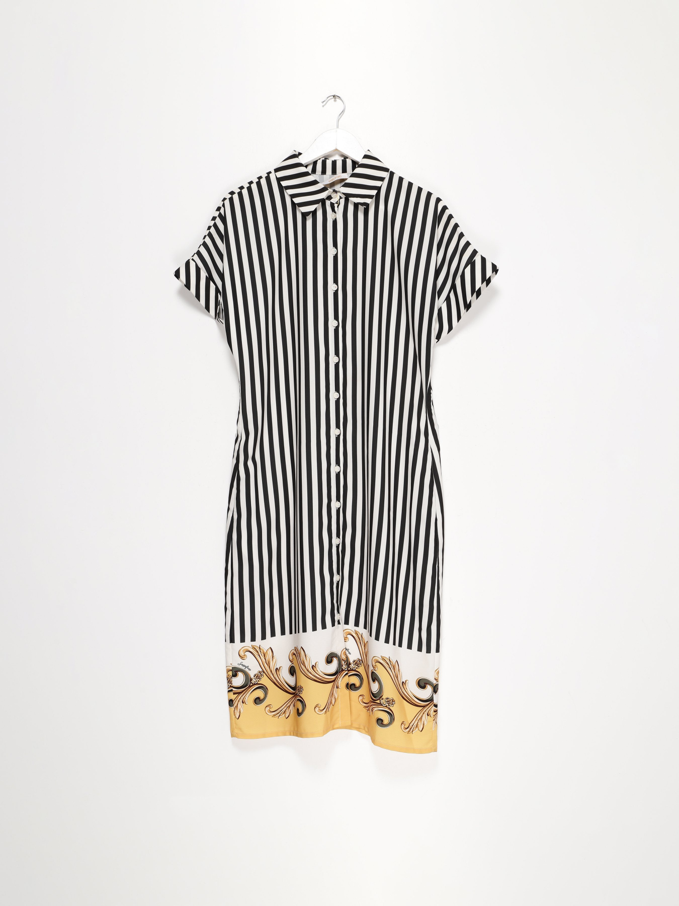 Платье миди Sassofono модель A192-SF-406173 ЧОРНИЙ-МОЛОЧНИЙ Фото