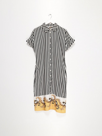 Платье миди Sassofono модель A192-SF-406173 ЧОРНИЙ-МОЛОЧНИЙ Фото